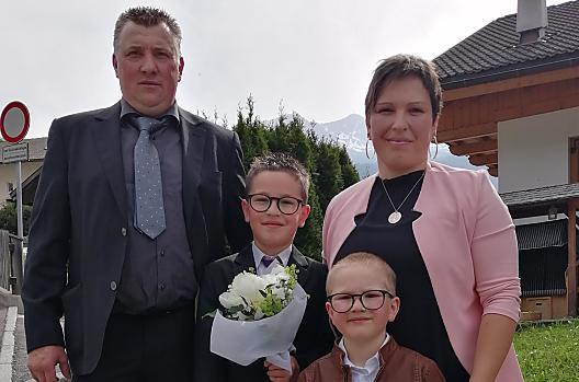 Farmer Josef with his wife Karin and their children Ivan and André