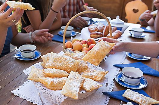 Homemade South Tyrolean Krapfen are traditionally served on public holidays.