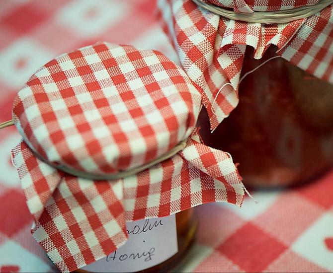 Homemade jam and fresh dandelion honey