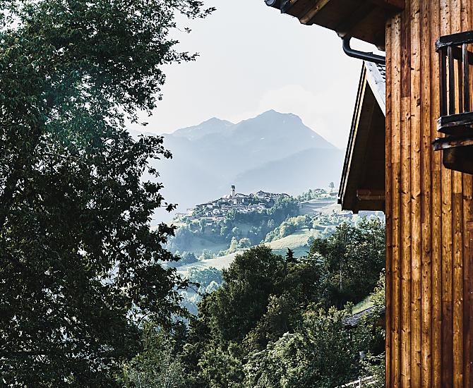 Zirmhaus overlooking the village of Latzfons