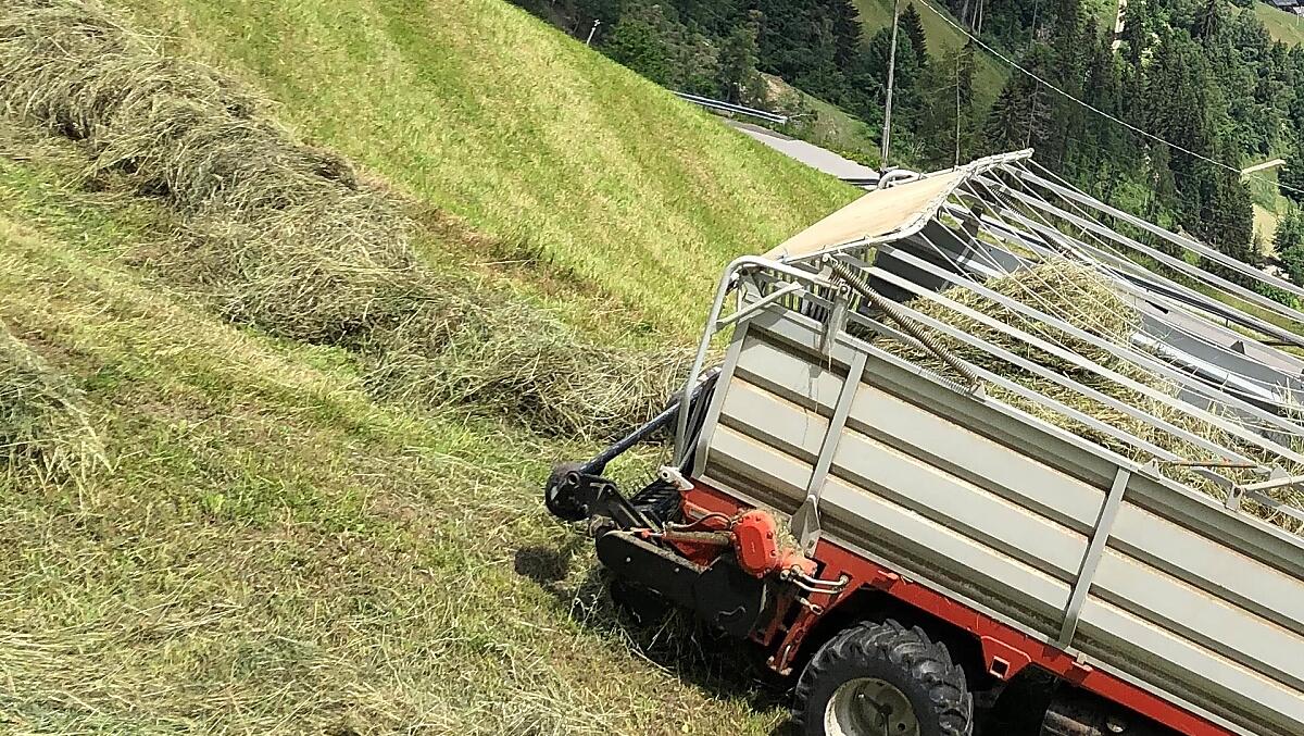 Hay harvest on steep slopes