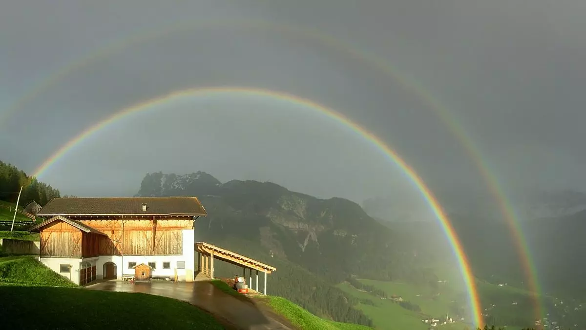 View with rainbow to St. Magdalena.