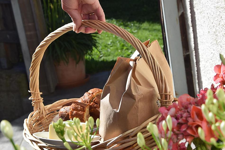 Our delicious breakfast basket is brought to your door by Martina the farmer's wife.