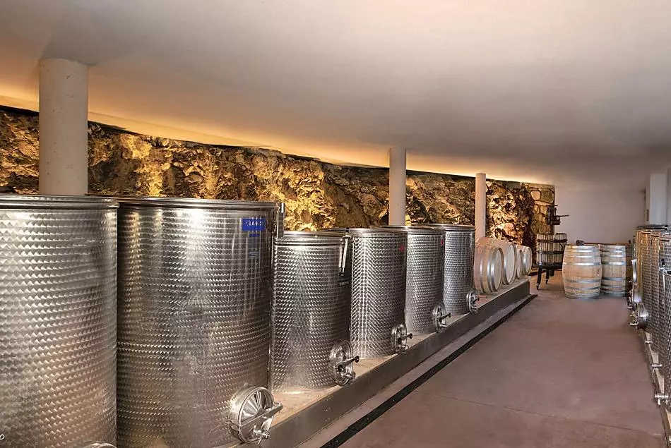 A wonderful world hides below the farm. Red wine, white wine and the little-known Blaterle sparkling wine are stored here.